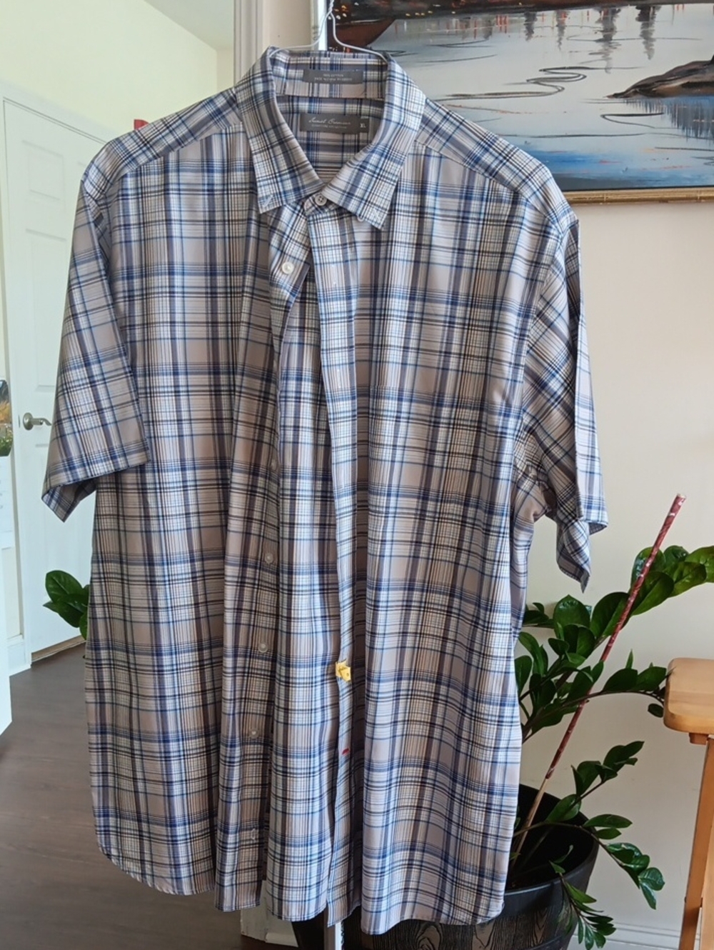 Daniel Cremirux Men's Plaid Button-Up Shirt - Blue/White XL